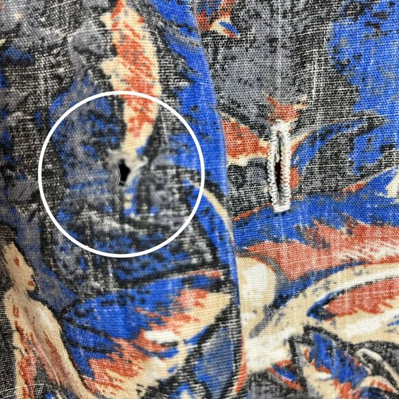 Vintage Hawaiian Shirt Giant Fish Men Scene Short Sleeve Unique Print Button-Up - Picture 9 of 12